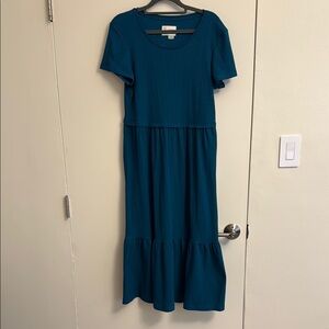 Anthropologie Blue Tiered Midi Dress